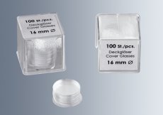 Cover glasses No. 1.5H, 18 mm Ø, 100 pcs./two-part-box