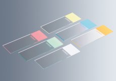 UniMark_slides_various UniMark® slides yellow ~76x26 mm cut edges, alu bag