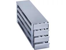 Steel rack, test tube height 53 mm, shelf offset from the front